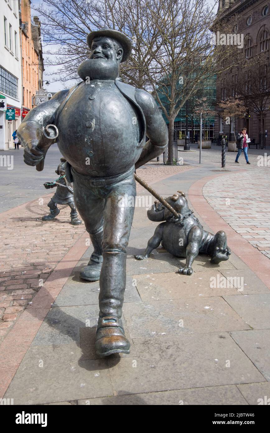 the desperate dan statue in dundee , a loved character from the dandy