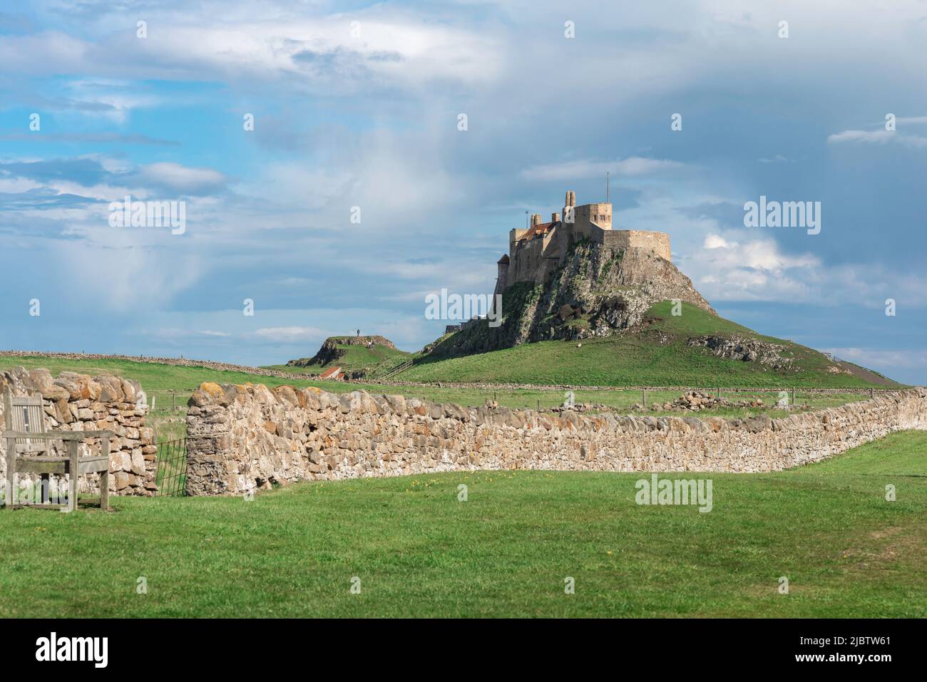 Holy Island UK, view of the 16th century castle sited on Holy Island (Lindisfarne) on the Northumberland coast, England, UK Stock Photo