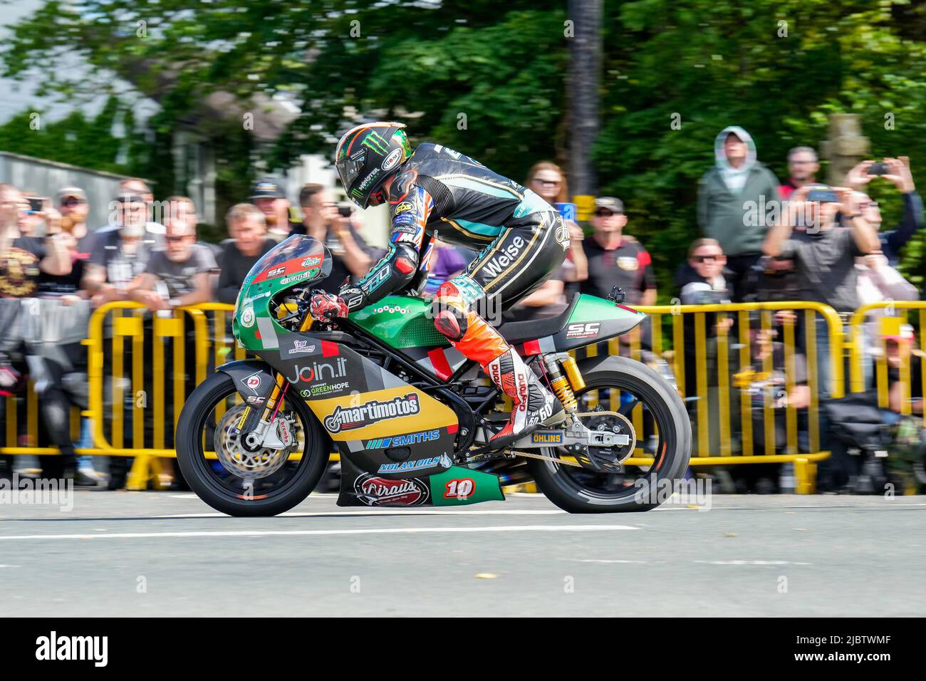 Douglas, Isle Of Man. 19th Jan, 2022. Peter Hickman representing the PHR Performance team on his way to winning the Bennetts Supertwin TT Race at the Isle of Man, Douglas, Isle of Man on the 8 June 2022. Photo by David Horn. Credit: PRiME Media Images/Alamy Live News Stock Photo