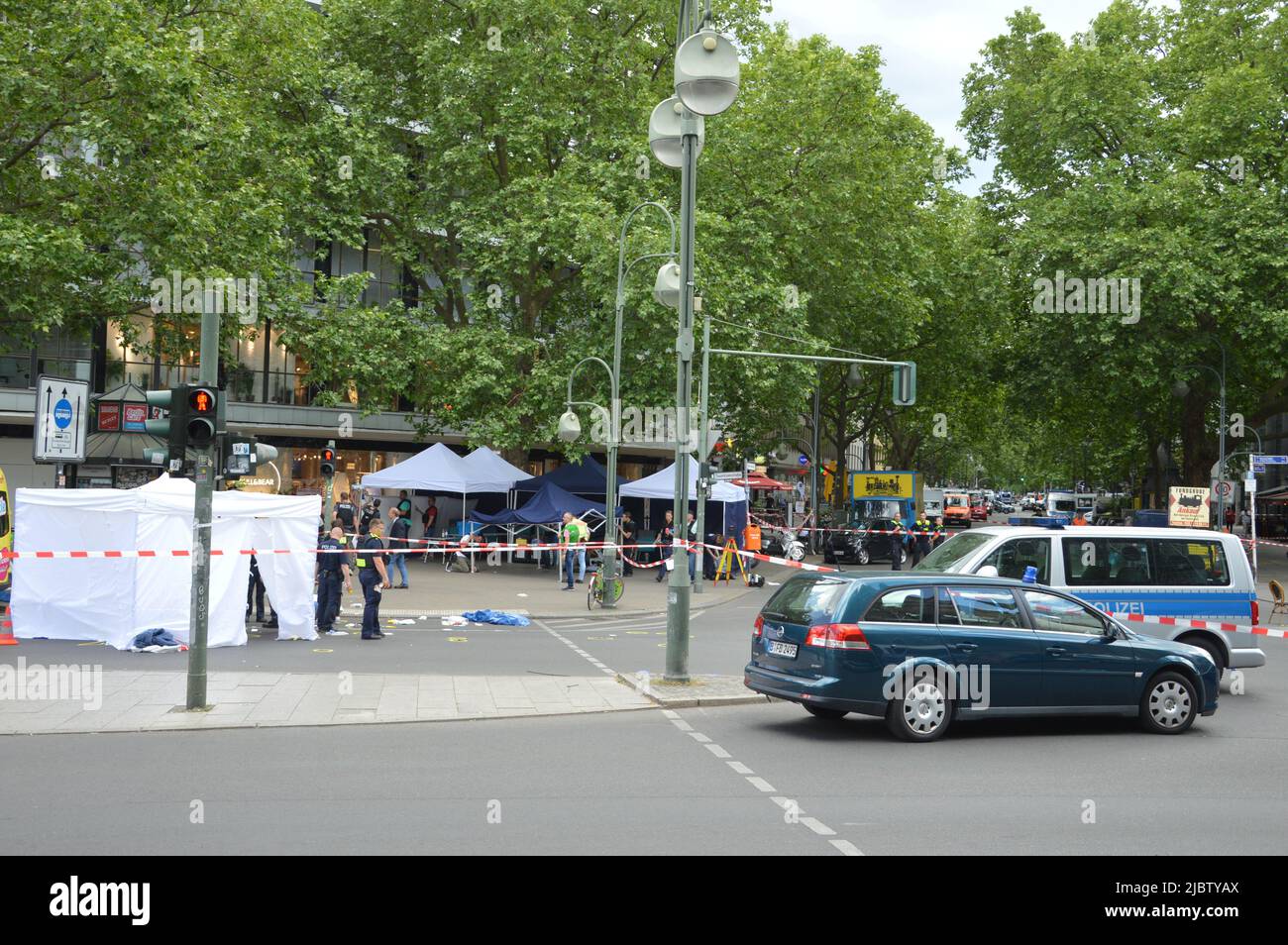 Berlin, Germany - June 8, 2022 - Car drives into crowd in the centre of ...