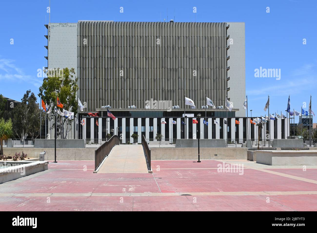 SANTA ANA, CALIFORNIA - 2 JUNE 2022: The Orange County Courthouse in the Civic Center Plaza. Stock Photo