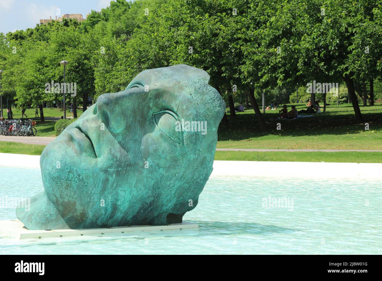 Statue head in water Stock Photo Alamy