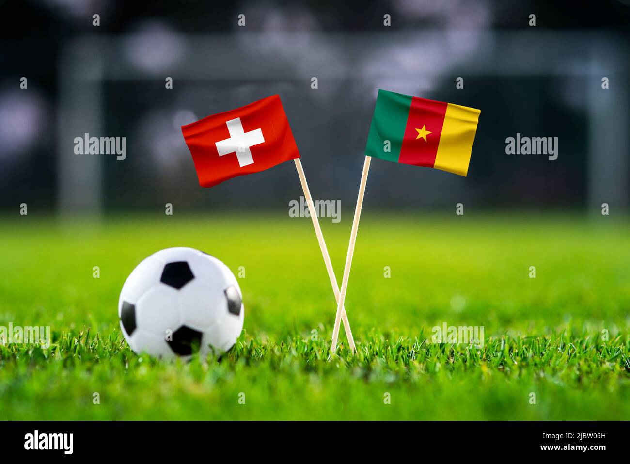 Switzerland vs. Cameroon, Al Janoub, Football match wallpaper, Handmade national flags and
