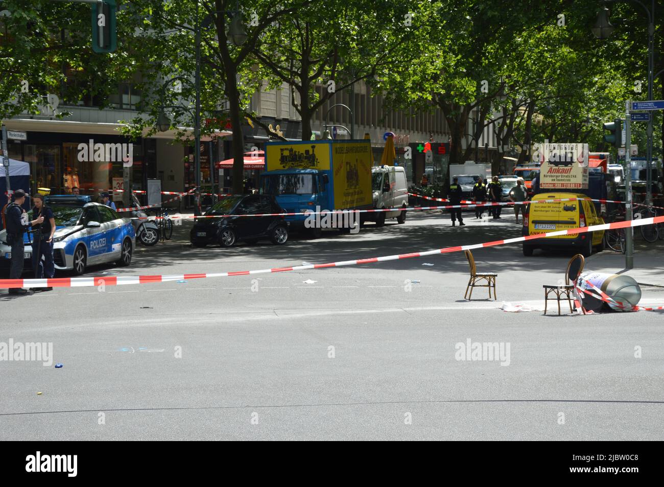Berlin, Germany - June 8, 2022 - Car drives into crowd in the centre of ...