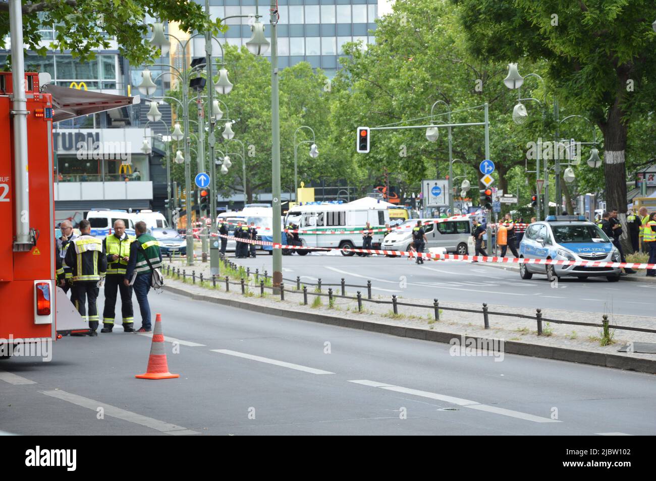 Berlin, Germany - June 8, 2022 - Car drives into crowd in the centre of ...