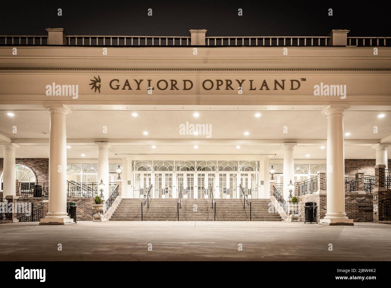 One of the entrances to the massive Gaylord Opryland Resort and Convention Center that features plenty of architecture, nature, and rooms. Stock Photo