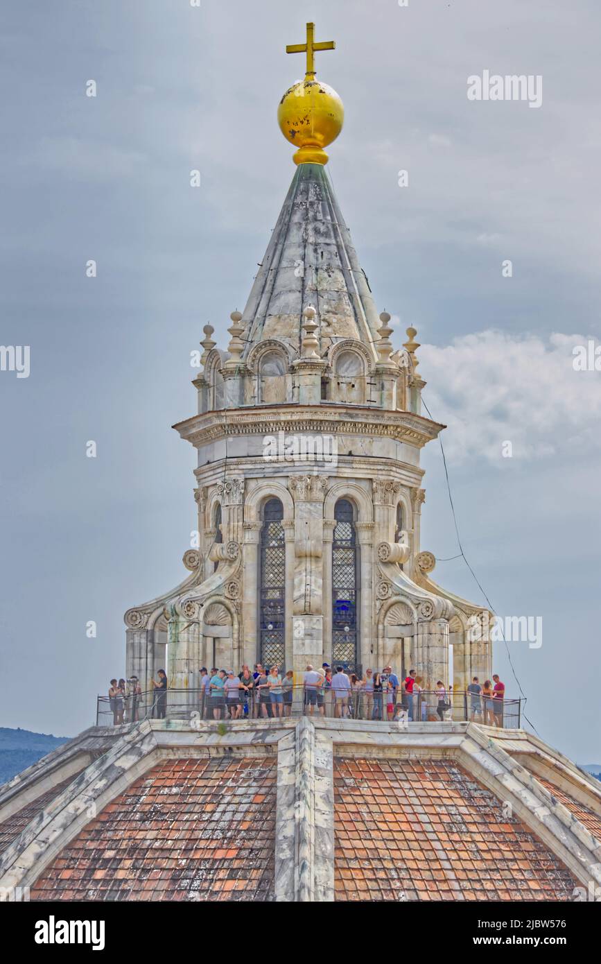 The top of the dome at Duomo di Firenze, taken from the top of Giotto's Campanile Stock Photo