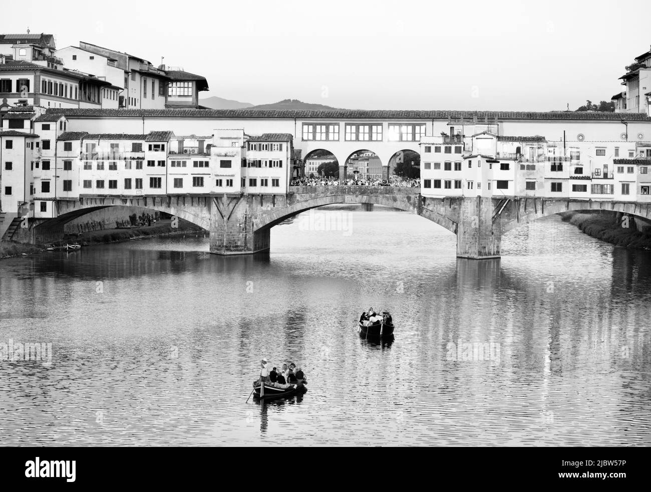 Ponte Vecchio during the golden light of sunset in the summer Stock Photo