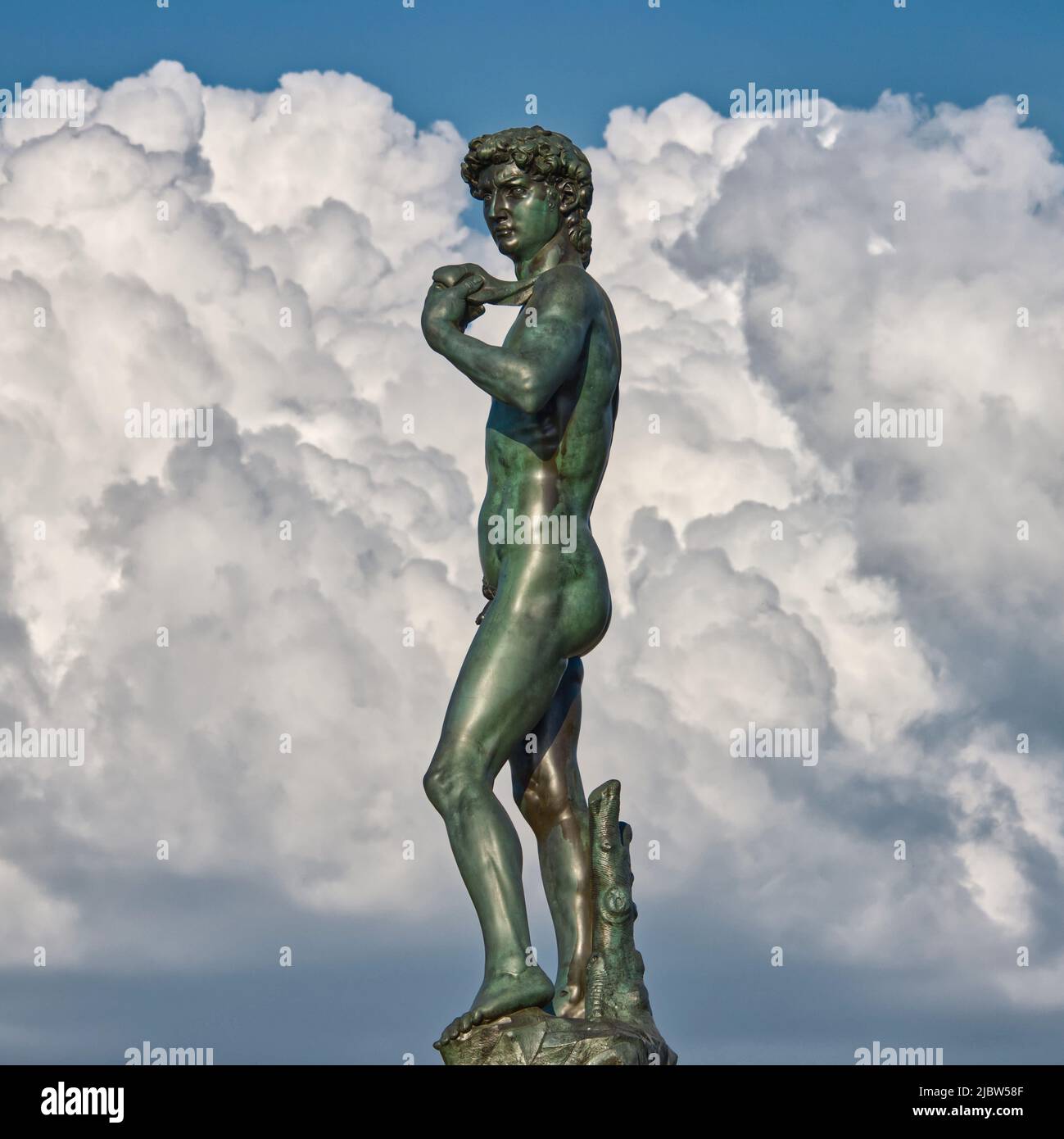 Michelangelo's David (bronze copy at Piazzale Michelangelo) Stock Photo