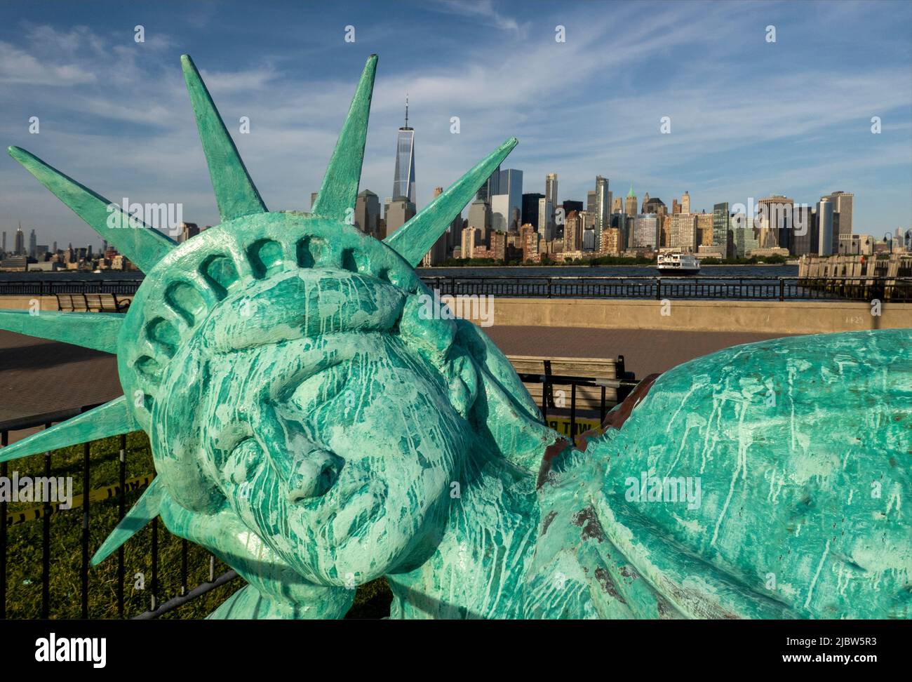Reclining Liberty in Liberty State Park in Jersey city NJ Stock Photo