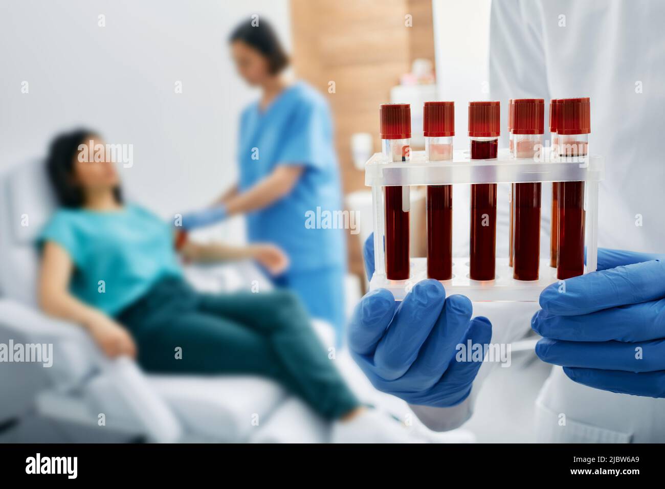 Blood test for allergies. Nurse taking blood for allergen testing by