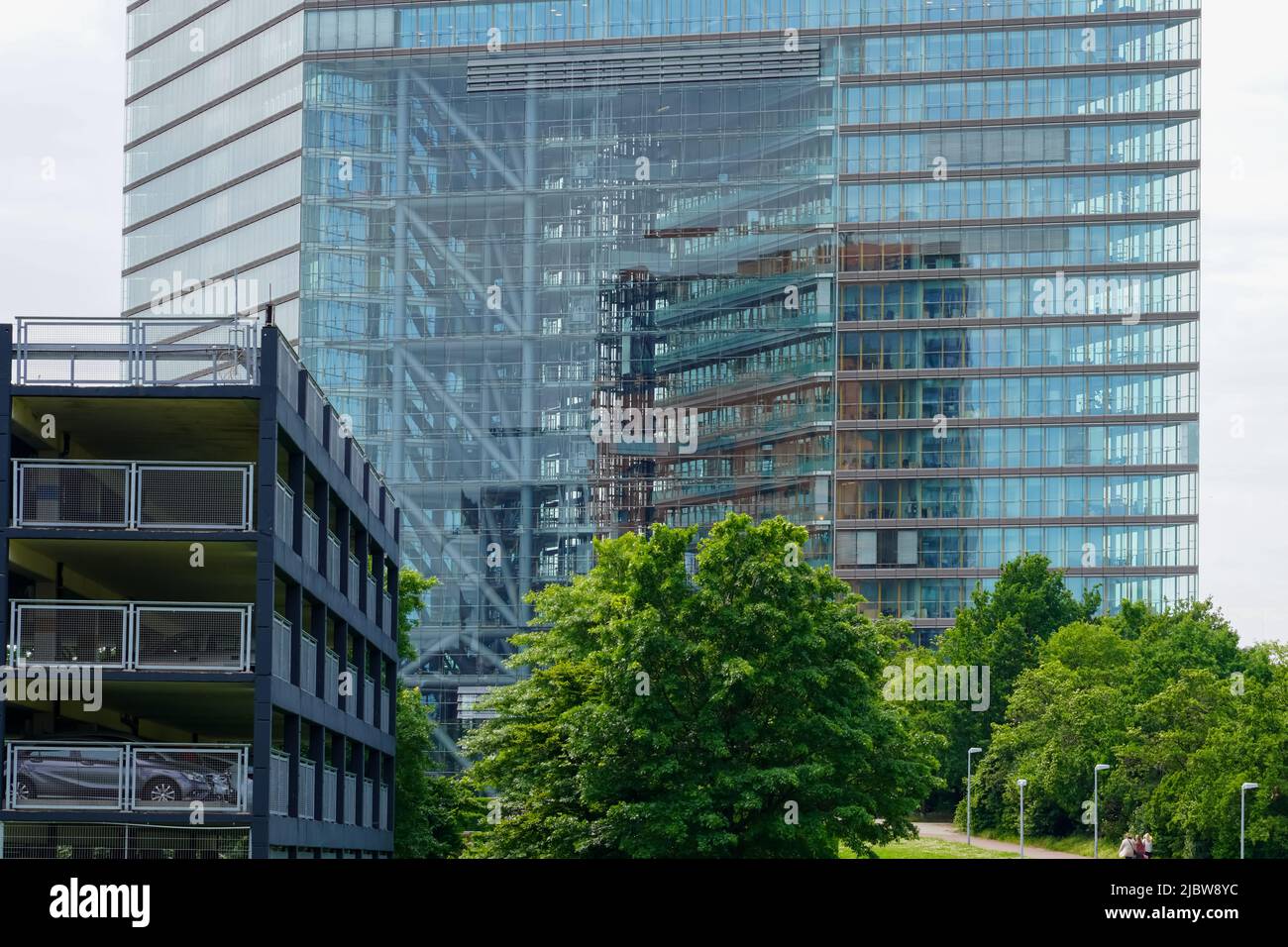 The Stadttor is a high-rise office building in the Unterbilk district of Düsseldorf, North Rhine-Westphalia, Germany, 23.5.22 Stock Photo