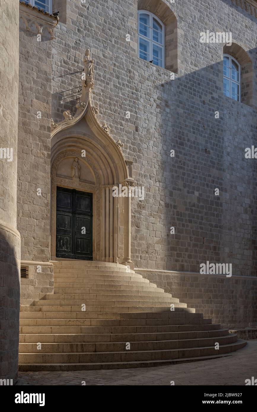 Circular Steps of Dominican Monastery, Dubrovnik, Croatia Stock Photo