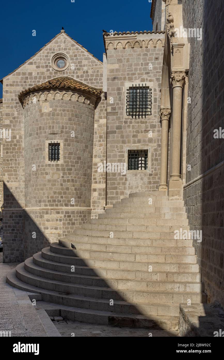 Circular Steps of Dominican Monastery, Dubrovnik, Croatia Stock Photo