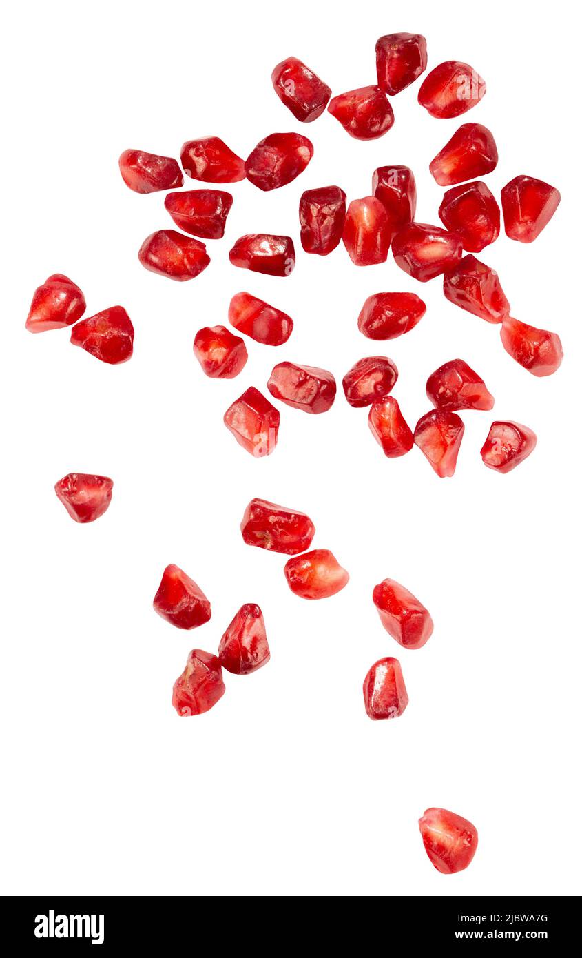 pomegranate seeds isolated on a white background with clipping path. Stock Photo