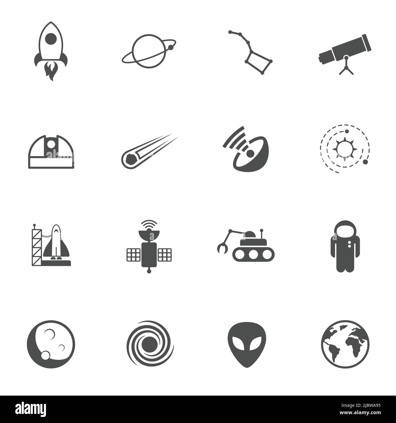 space astronomy vector icons set Stock Vector