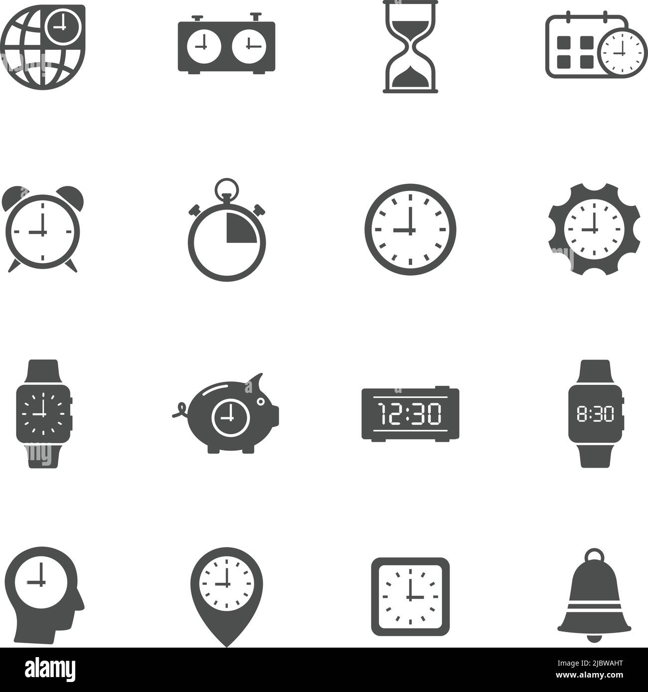 time clock vector icon set Stock Vector