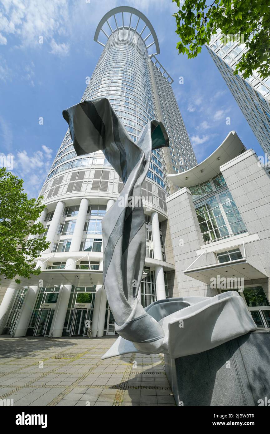 Westend Tower, DZ Bank, Mainzer Landstraße, Westendstraße, Skulptur „Inverted Collar and Tie“ von Claes Oldenburg, Frankfurt am Main, Hessen, Deutschl Stock Photo