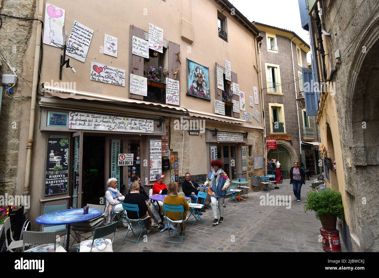 Cafe bar restaurant in Pezenas in Herault, France Stock Photo