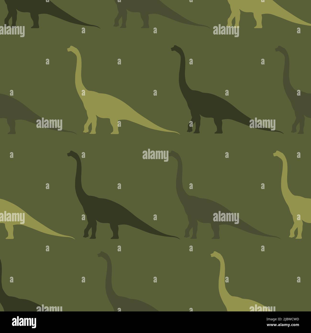Dinosaurs. Hand-drawn seamless pattern with dinosaurs. For children's fabric, textiles, wallpaper for the nursery. Cute dinosaur design. The silhouett Stock Vector