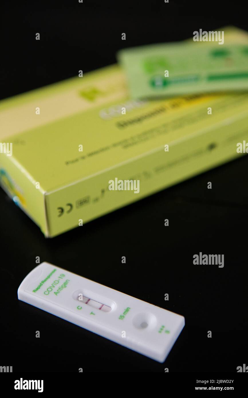 Positive Covid19 Antigen Test, home test Stock Photo Alamy