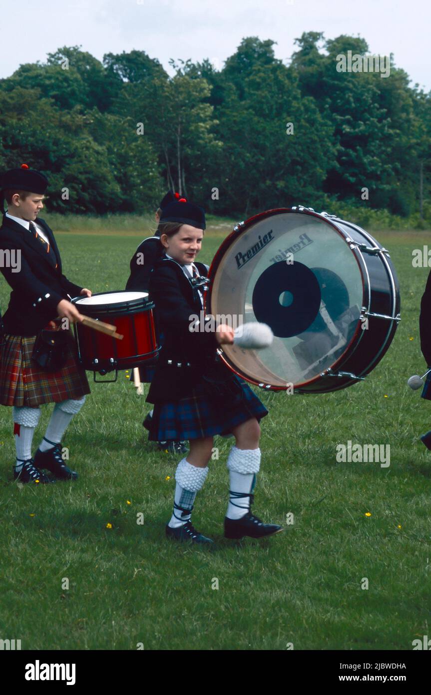 Drummer girl in Pipe Band, Helensburgh, Scotland Stock Photo