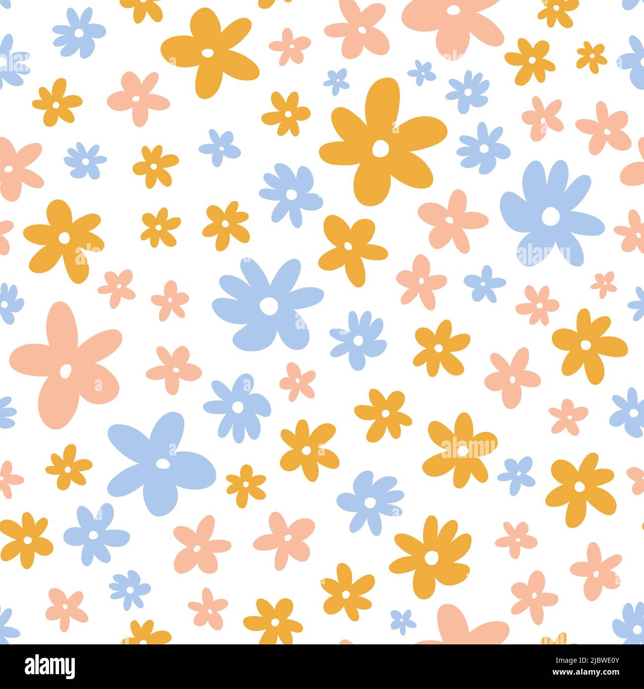 Cute seamless pattern with spring flowers. Vector illustration in hand ...