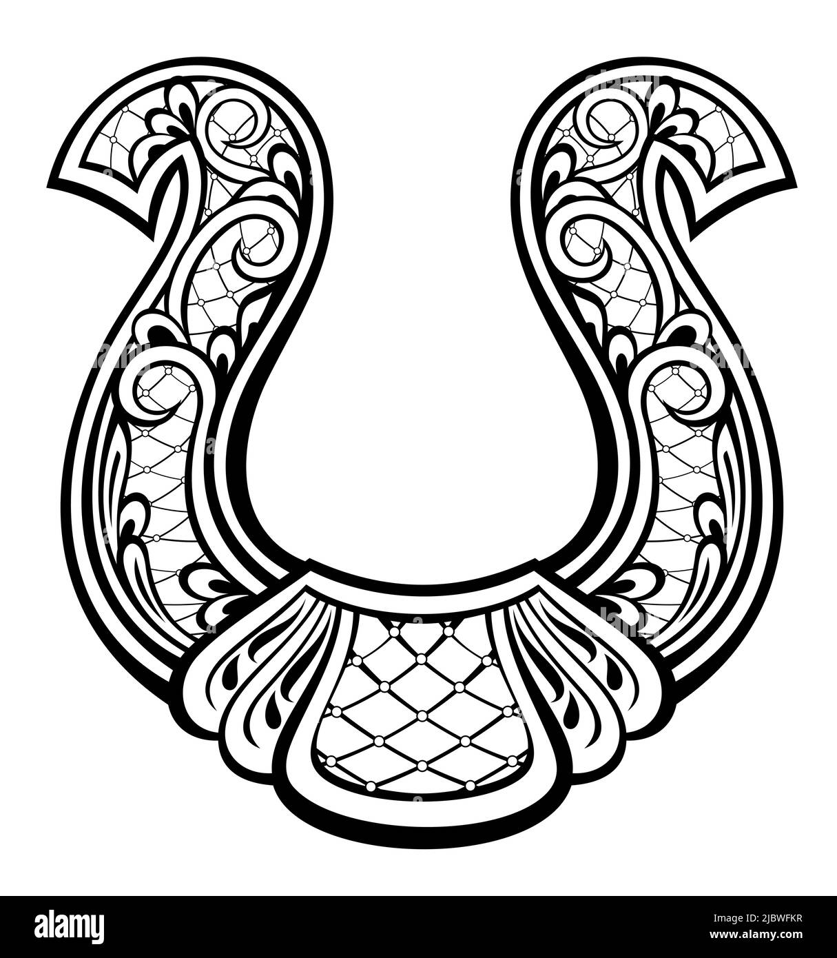 Hand drawn lucky horseshoe. Tattoo element Stock Vector Image & Art Alamy