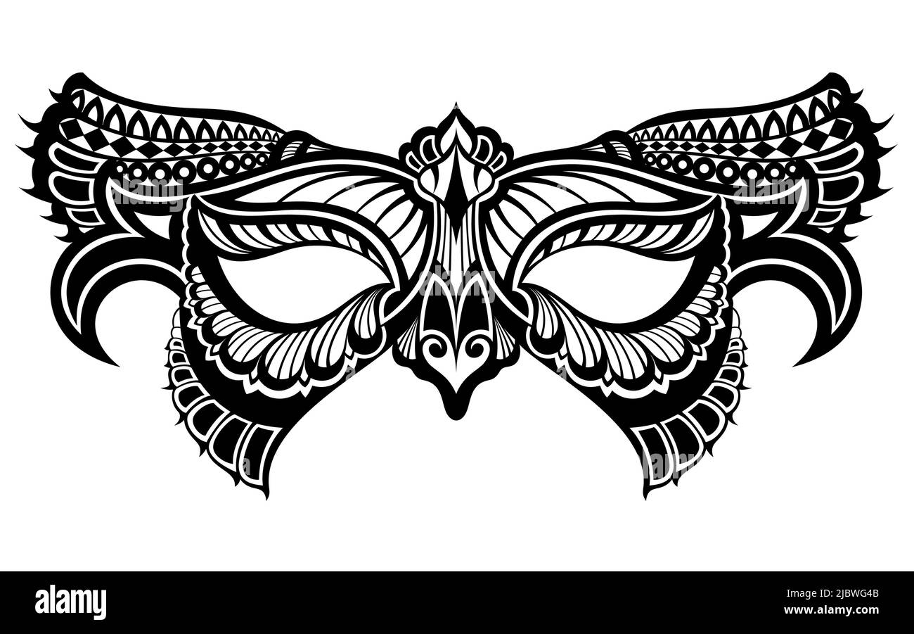 Decorative carnival mask silhouette Masquerade and ornate, accessory and anonymous. Vector