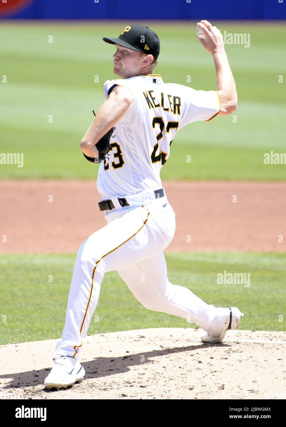 Pittsburgh, United States. 08th June, 2022. Pittsburgh Pirates starting pitcher Mitch Keller (23) starts in the first inning against the Detroit Tigers at PNC Park on Wednesday June 8, 2022 in Pittsburgh. Photo by Archie Carpenter/UPI Credit: UPI/Alamy Live News Stock Photo