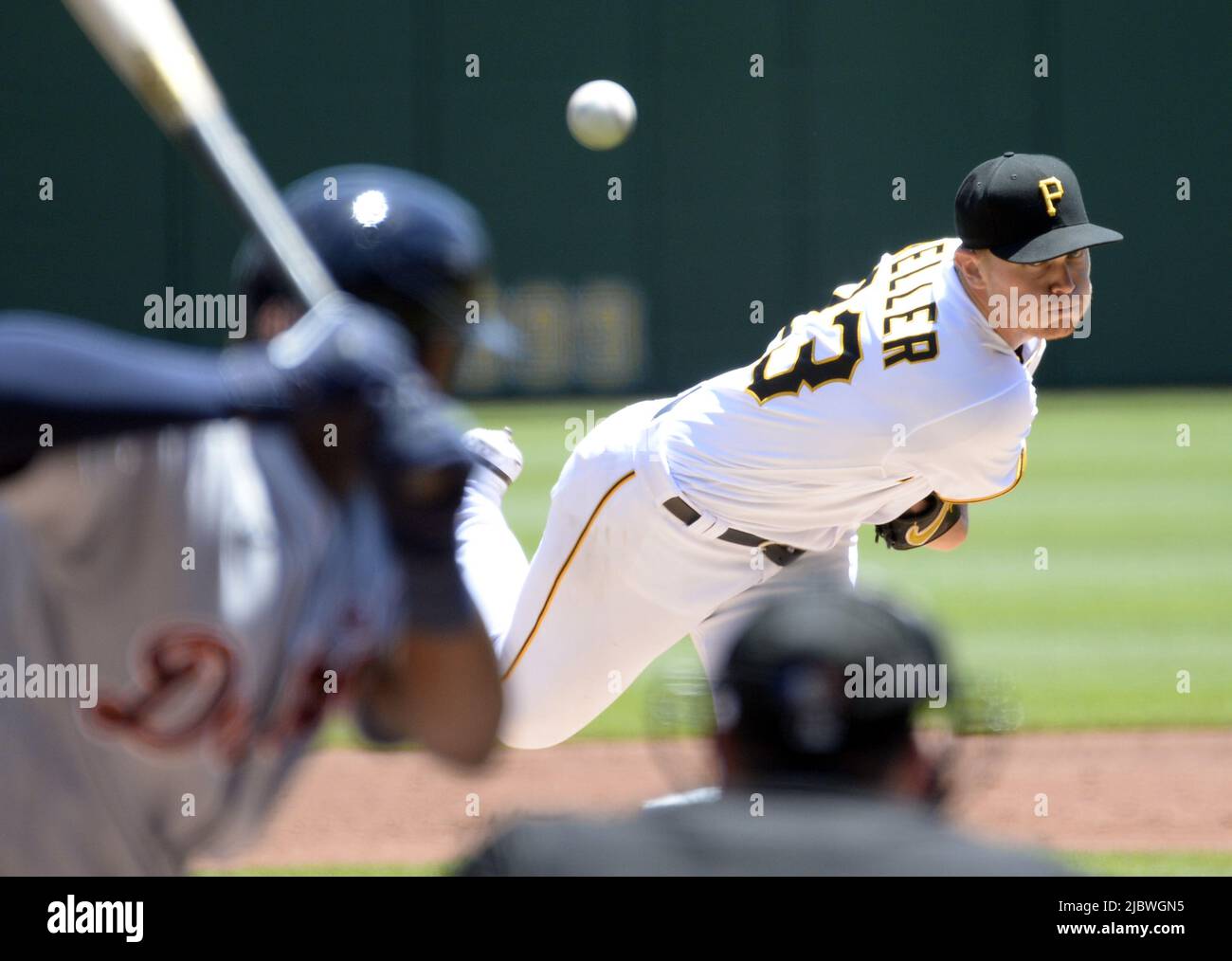 Pittsburgh, United States. 08th June, 2022. Pittsburgh Pirates starting pitcher Mitch Keller (23) throws in the second inning against the Detroit Tigers at PNC Park on Wednesday June 8, 2022 in Pittsburgh. Photo by Archie Carpenter/UPI Credit: UPI/Alamy Live News Stock Photo