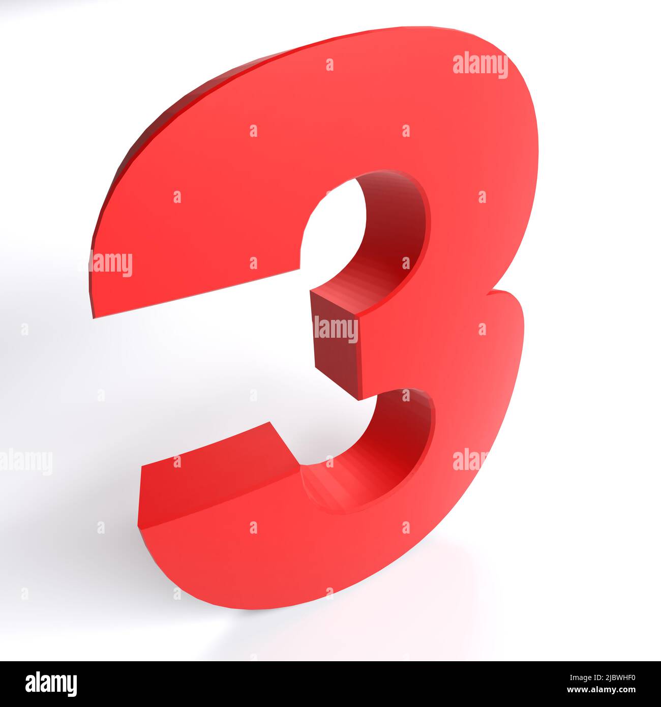 Number 3 in red color isolated on white background - 3D rendering ...