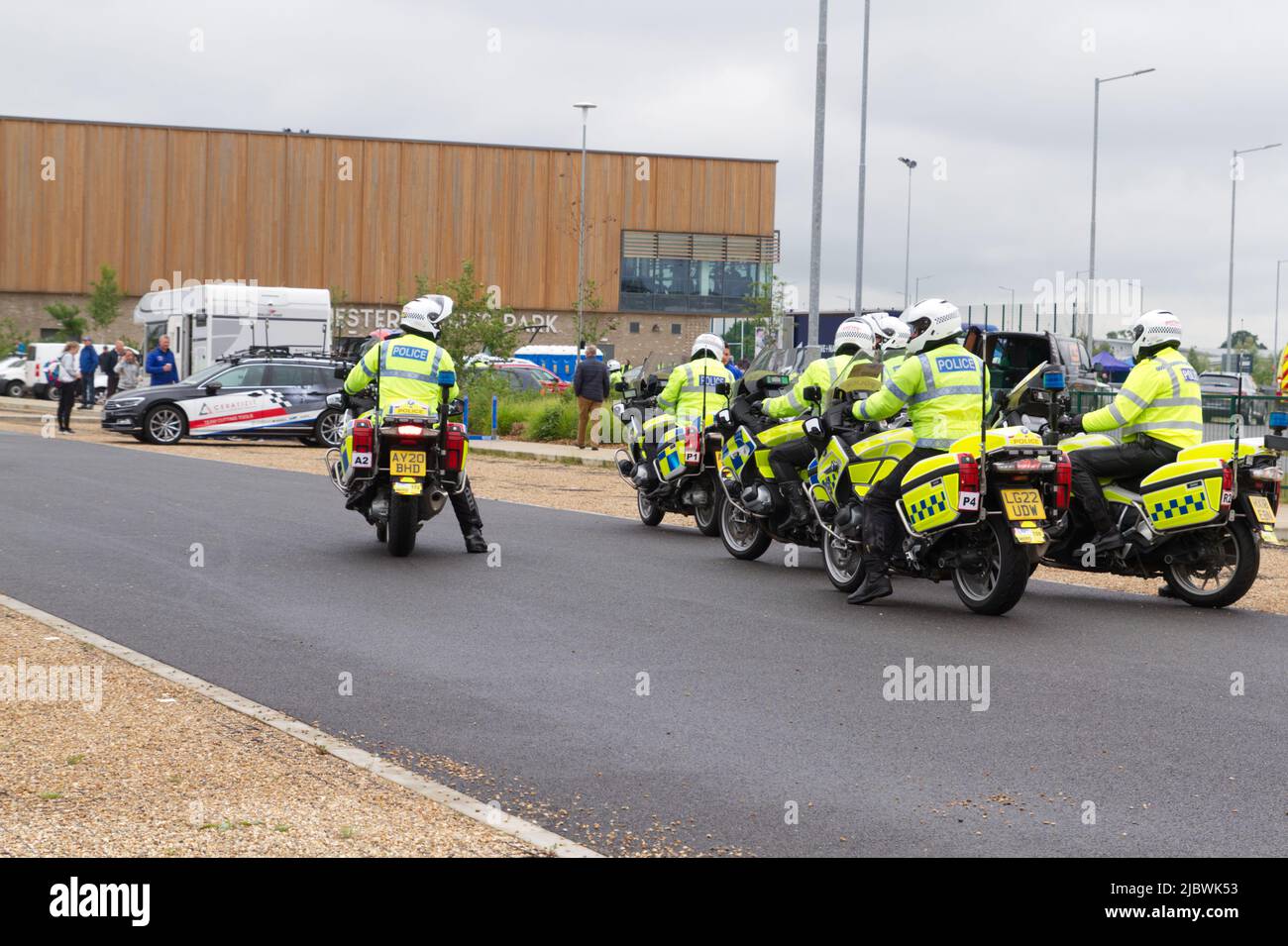 Police escorts arriving ready to lead the teams around the circuit