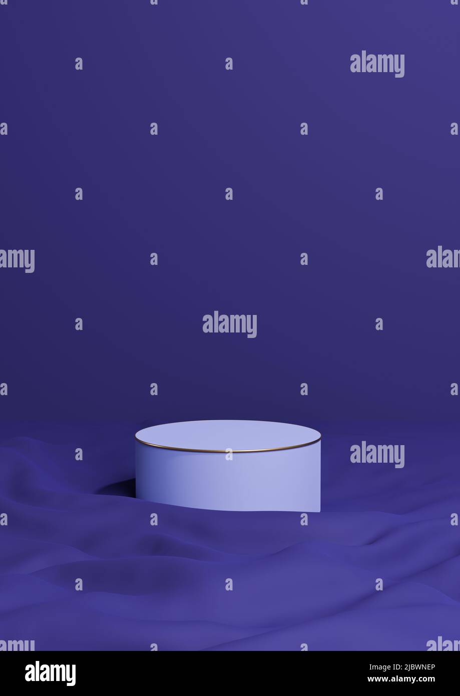 Dark blue 3D rendering minimal product display one luxury cylinder ...
