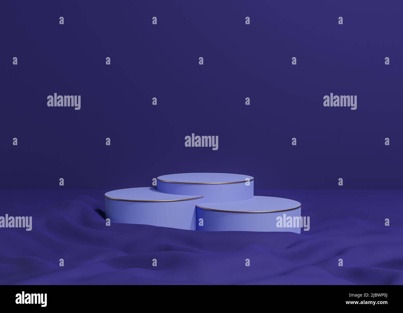 Dark blue 3D rendering minimal product display three luxury cylinder ...