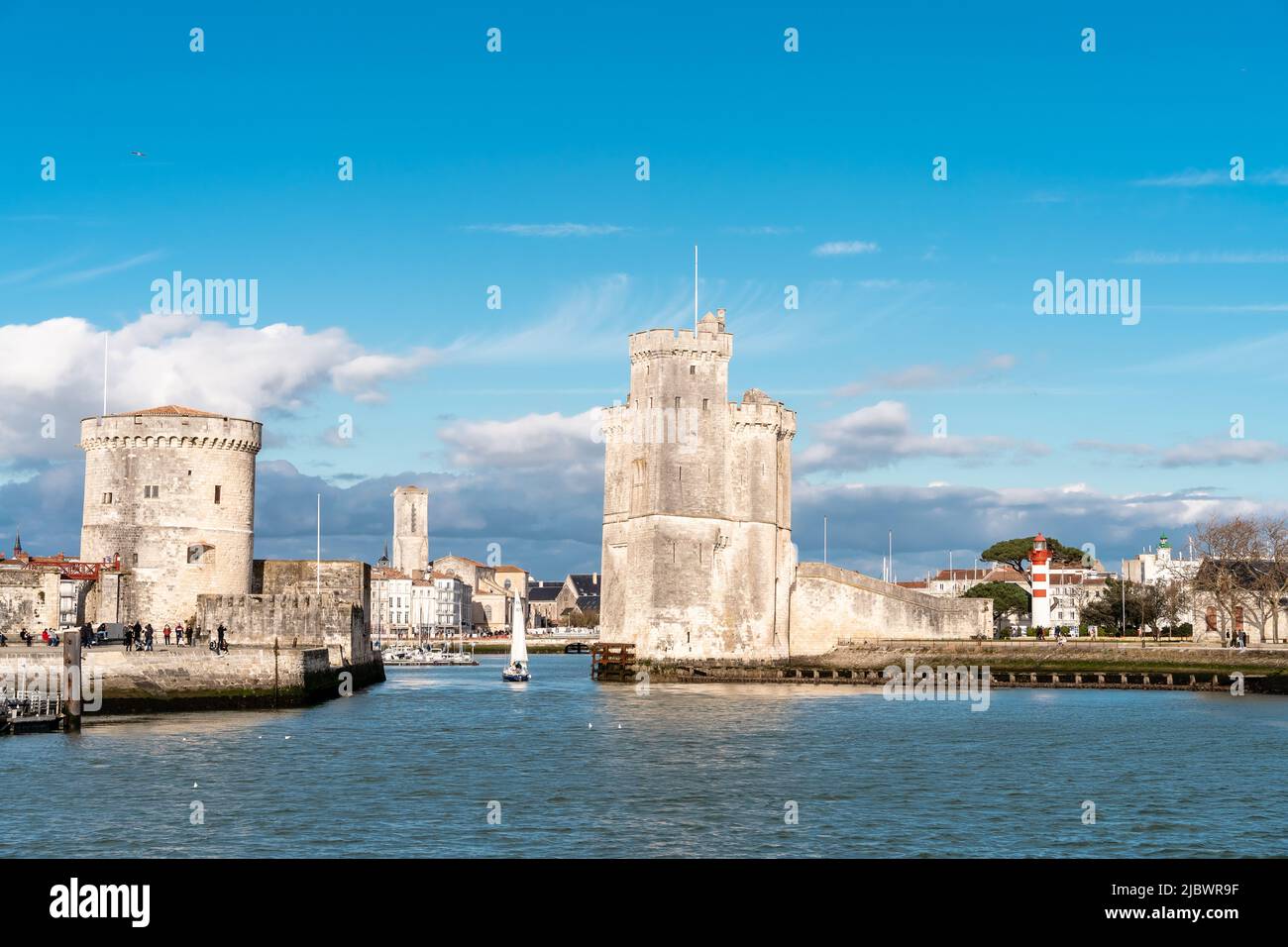 Old harbor of La Rochelle, Nouvelle Aquitaine, France. sunny day Stock