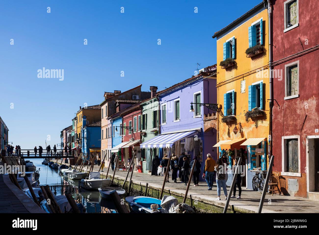 Colourful houses in Burano, Venice, Italy, Europe Stock Photo