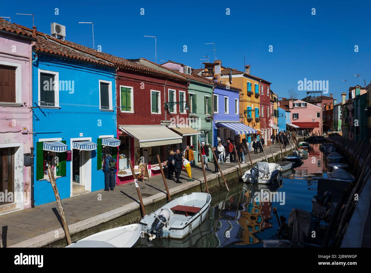 Colourful houses in Burano, Venice, Italy, Europe Stock Photo