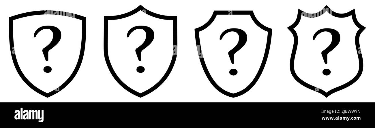 Question mark icon inside shield, different versions. Protection from ...