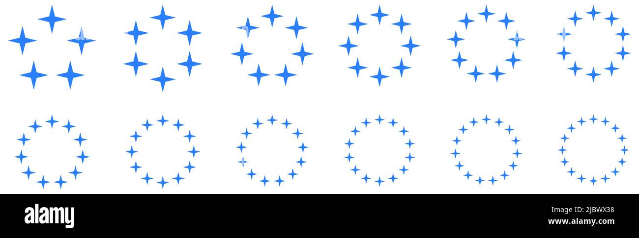 Circle made out of four pointed stars, version with five to sixteen ...
