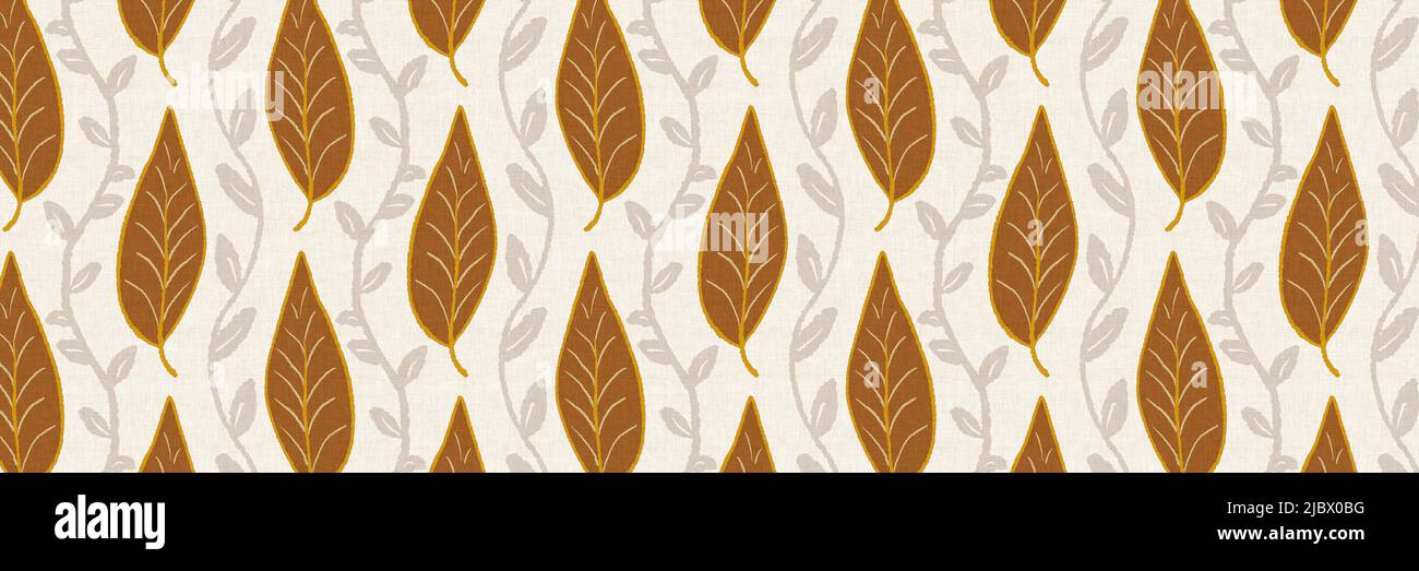 Gender neutral foliage leaf seamless raster border. Simple whimsical 2 ...