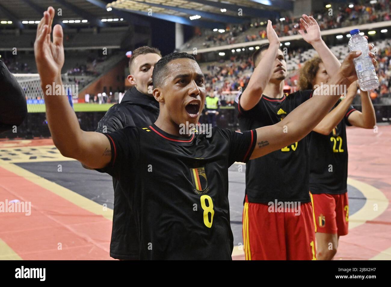 Belgium's Youri Tielemans Celebrates After Winning A Soccer Game ...