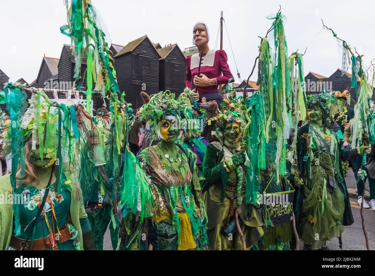 England, East Sussex, Hastings, The Annual Jack in the Green Festival, Participant at the Jack in the Green Parade Stock Photo