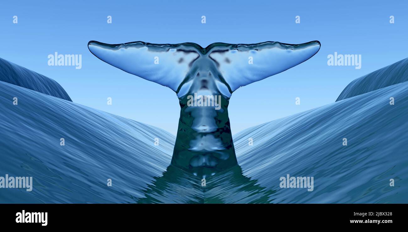 ice whale tail out of the waves water. 3d rendering Stock Photo - Alamy