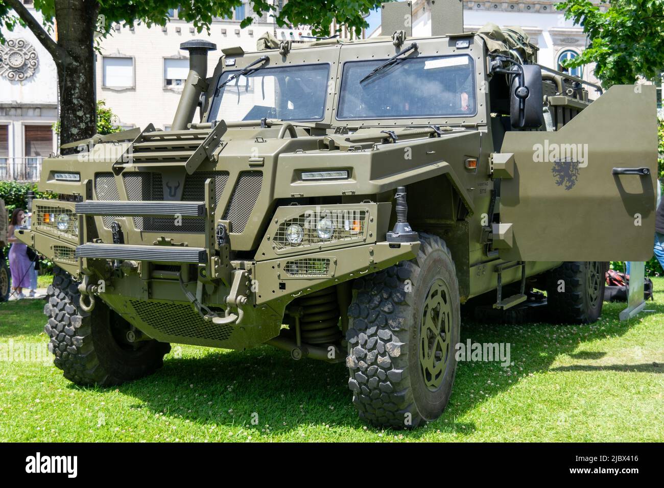 VAMTAC ST5, tactical operations vehicles. Special troops, Nato Forces. Portuguese army equipment. Armored vehicles used on war zones. Armed forces. Stock Photo