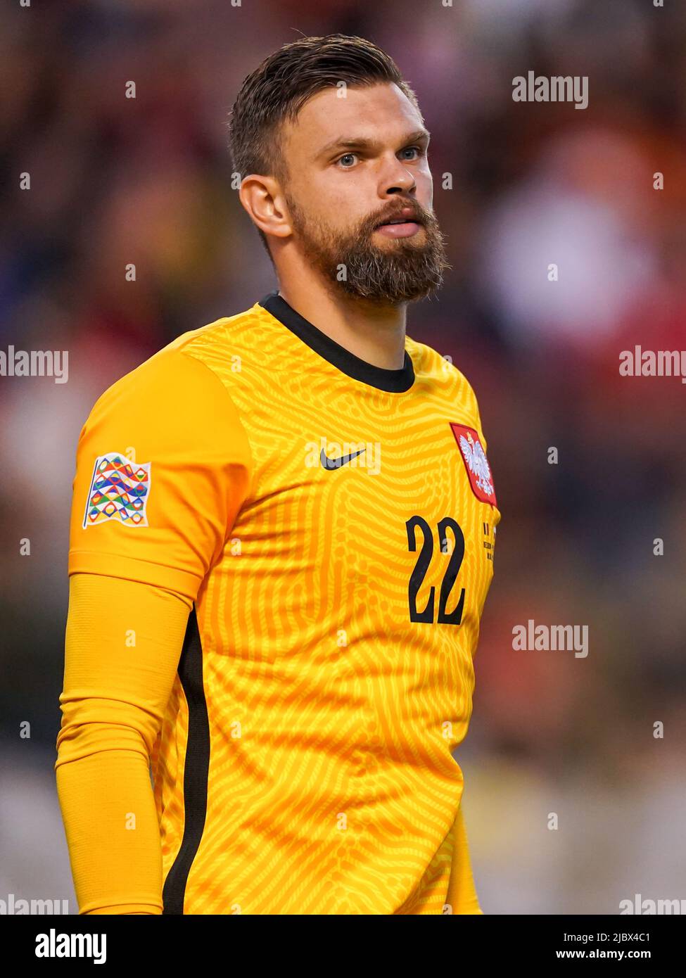 BRUSSELS, BELGIUM - JUNE 8: goalkeeper Bartlomiej Dragowski of Poland during the UEFA Nations League A Group 4 match between the Belgium and Poland at the Stade Roi Baudouin on June 8, 2022 in Brussels, Belgium (Photo by Joris Verwijst/Orange Pictures) Stock Photo