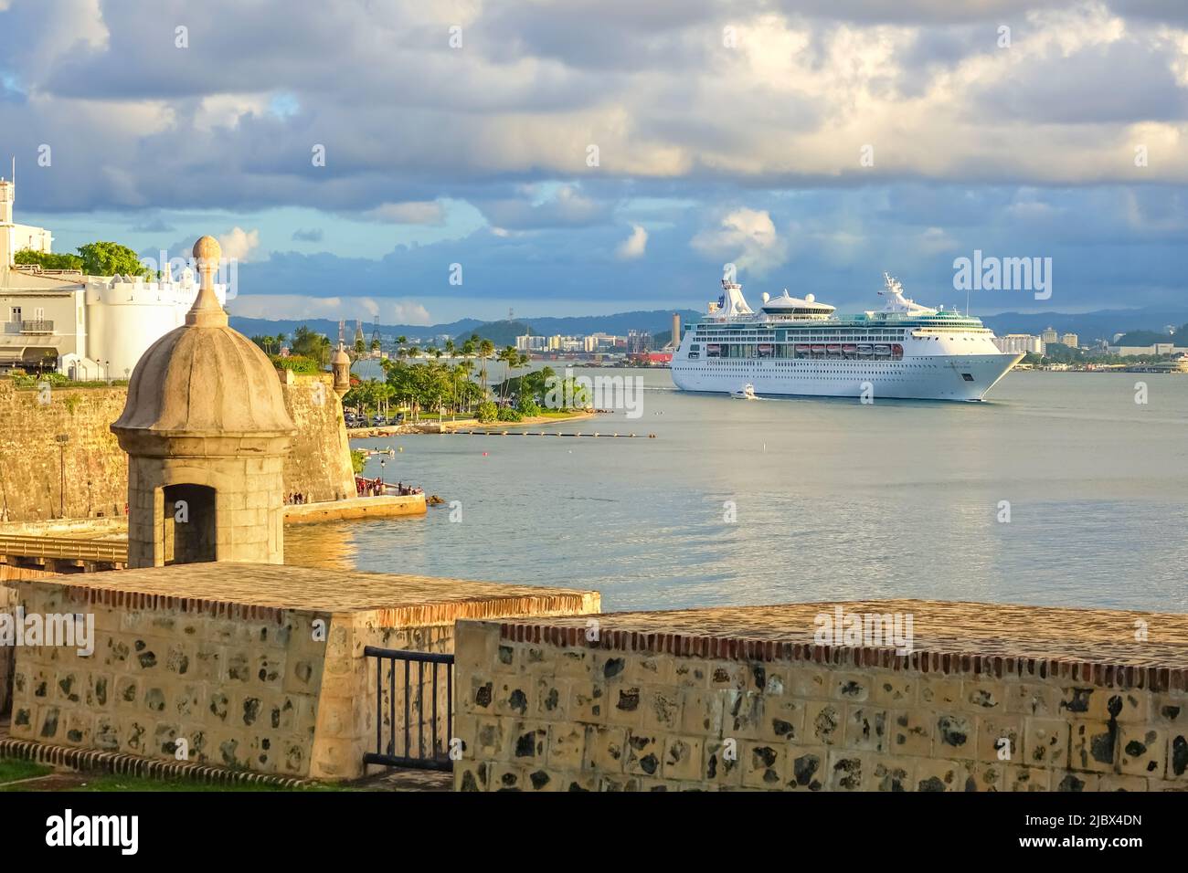 Cruise Ship in San Juan, Puerto Rico on a sunny day. Stock Photo
