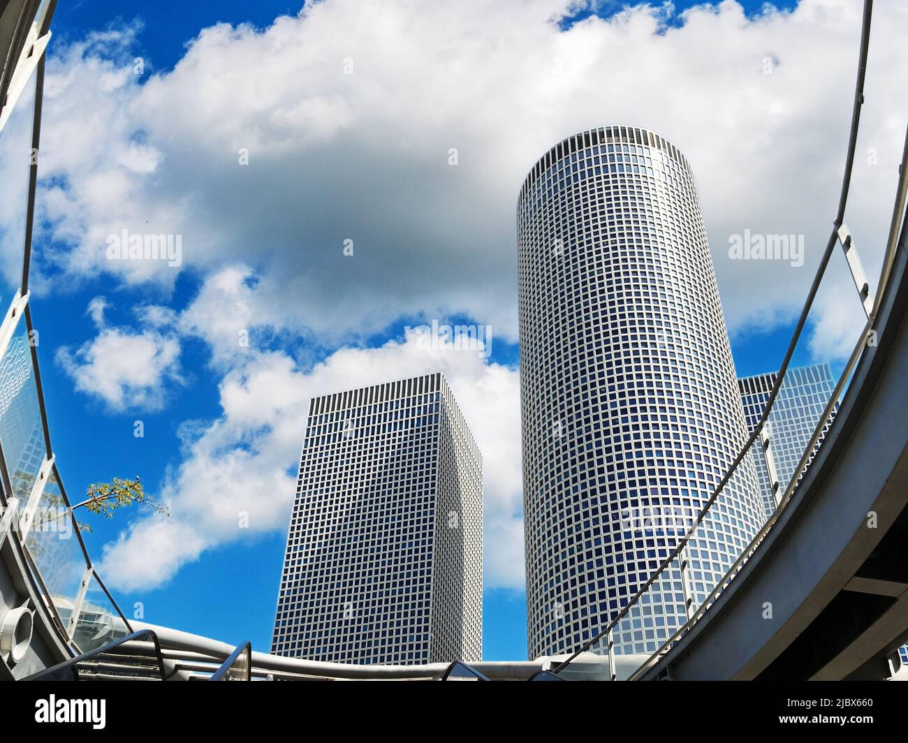Tel Aviv,Israel - MAY 9, 2022: View of the skyskrapers of Azrieli center, Tel Aviv, Israel Stock Photo