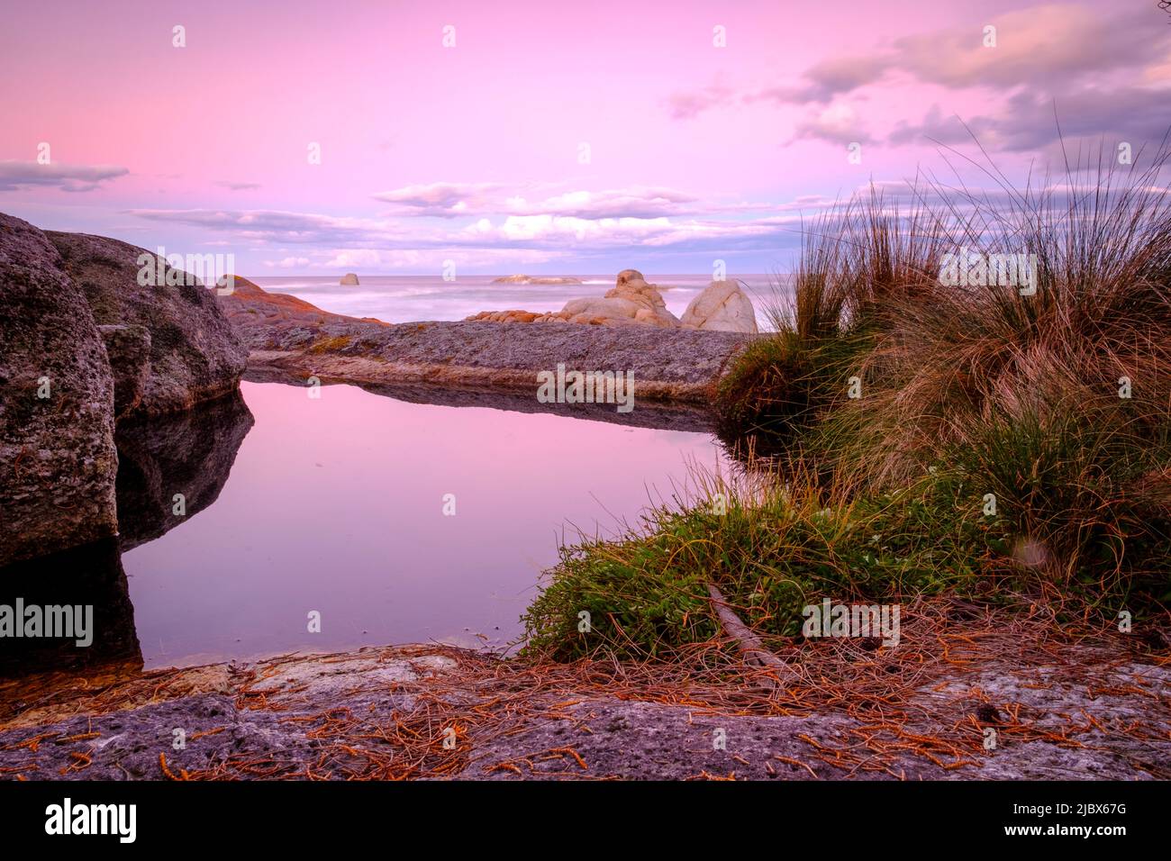 On the beach at Bicheno Stock Photo Alamy