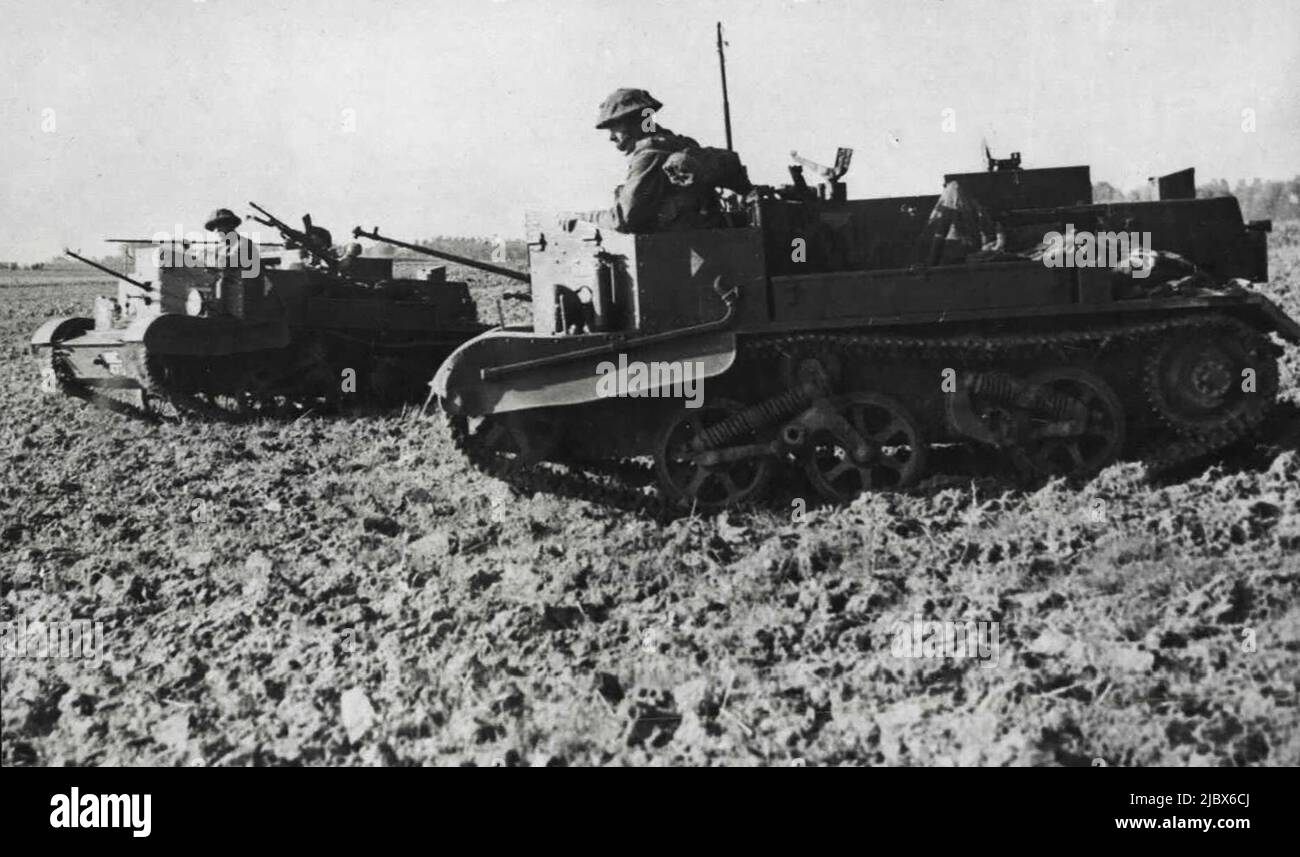 With The British Troops In France Bren gun carriers in training come